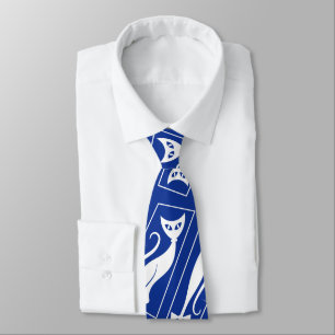 Atomic Star Cool Cat MidCentury Modern MCM Blue Tie