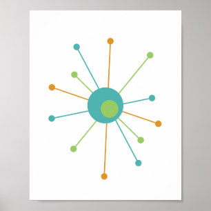 Atomic Star Mid Century Modern Styled Poster