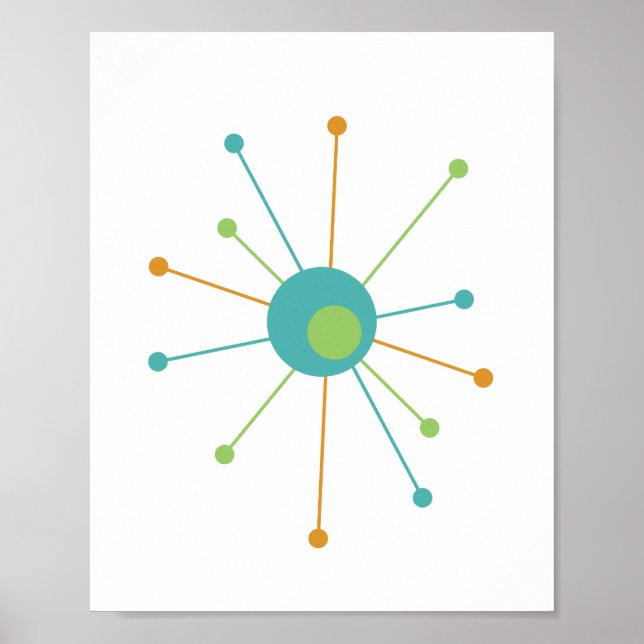 Atomic Star Mid Century Modern Styled Poster (Front)