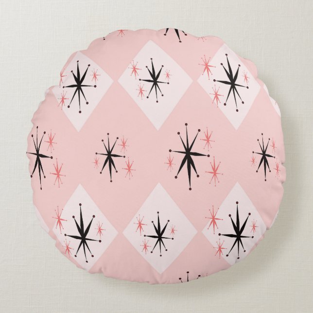 Atomic starburst: 1960s inspired pattern. round pillow (Front)