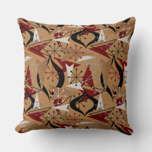 Atomic Starburst and Arrows Fifties Mid-Century Throw Pillow