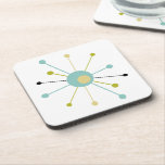 Atomic Starburst Blue Yellow Green Mid Century Coaster<br><div class="desc">This colourful mid century modern coaster set features an atomic starburst in turquoise blue,  avocado green,  cream,  and black. This will add a pop of colour to your coffee table!</div>