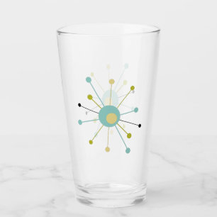 Atomic Starburst Blue Yellow Green Mid Century Glass