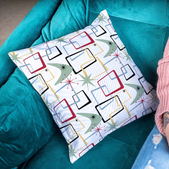Atomic Starburst Boomerang Squares Mid Century Throw Pillow (Creator Uploaded)