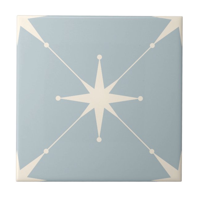 Atomic Starburst Mid Century Modern blue Tile (Front)