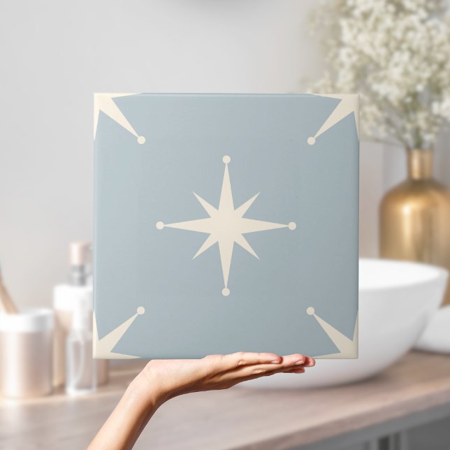 Atomic Starburst Mid Century Modern blue Tile (Atomic Starburst Mid Century Modern blue Tile)
