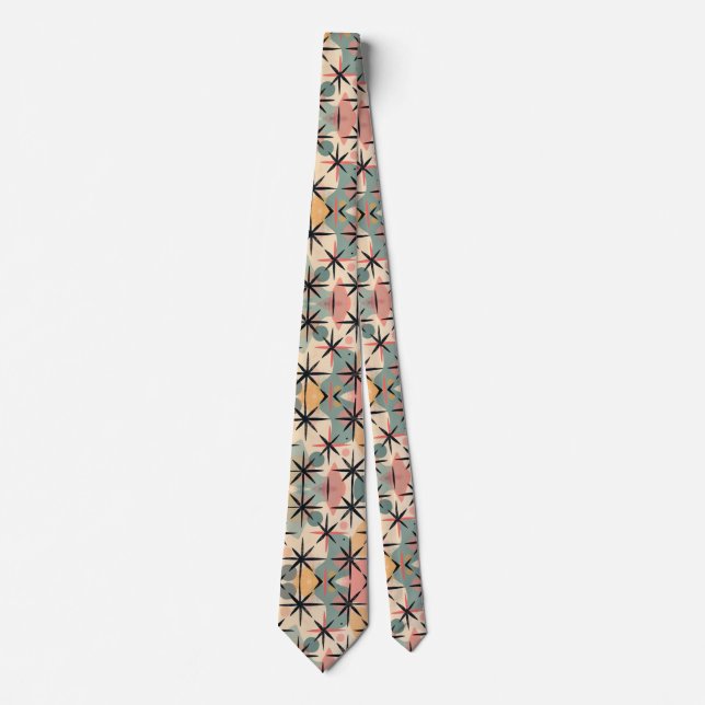 Atomic Starburst Mid Century Modern pastel  Tie (Front)