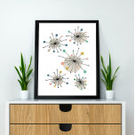 Atomic Starburst Mid Century Modern Styled Poster<br><div class="desc">This mid-century modern artwork features shooting starbursts in the colours of turquoise blue,  orange,  tan,  green,  blue,  and black. This will make a fabulous addition to your retro home decor!</div>