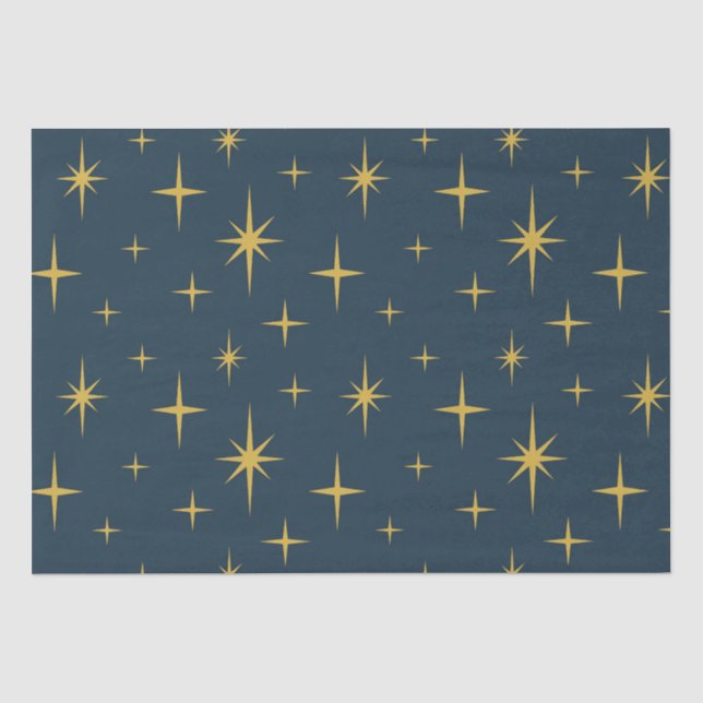 Atomic Starburst Navy, Mustard Tissue Paper (Front)