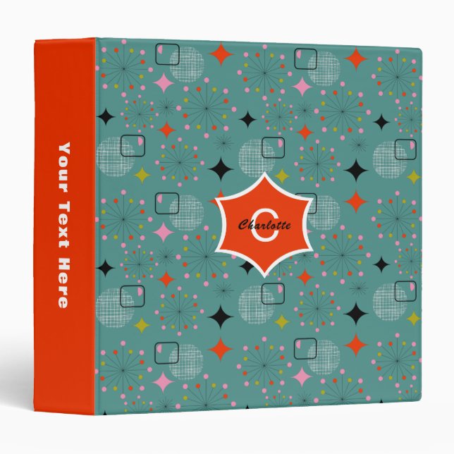 Atomic Starburst Retro Design Personalized Binder (Front/Spine)