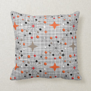 Atomic Starburst Retro Design Throw Pillow