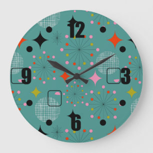 Atomic Starburst Retro Design Throw Pillow Large Clock