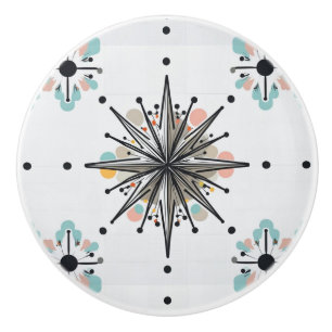 Atomic Starburst Retro Mid Century Modern Ceramic Knob