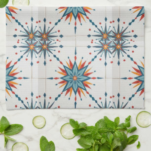 Atomic Starburst Retro Mid Century Modern Kitchen Towel