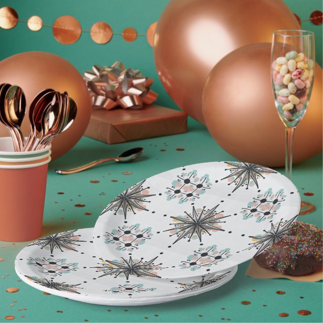 Atomic Starburst Retro Mid Century Modern Paper Plate (Multi)
