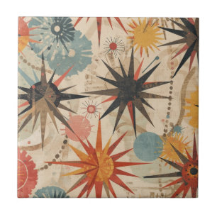 Atomic Starburst retro Mid Century Modern pastel Tile