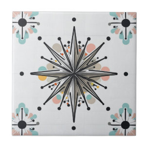 Atomic Starburst Retro Mid Century Modern Tile