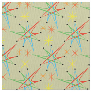 Atomic Starburst Retro Multicolored Pattern Fabric