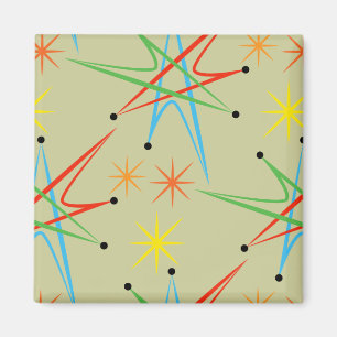Atomic Starburst Retro Multicolored Pattern Magnet