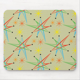 Atomic Starburst Retro Multicolored Pattern Mouse Pad