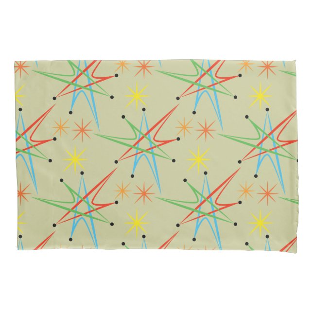 Atomic Starburst Retro Multicolored Pattern Pillowcase (Front)