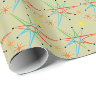 Atomic Starburst Retro Multicolored Pattern Wrapping Paper