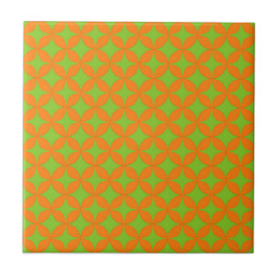 Atomic Starburst Sparkle Retro Orange Pattern Tile