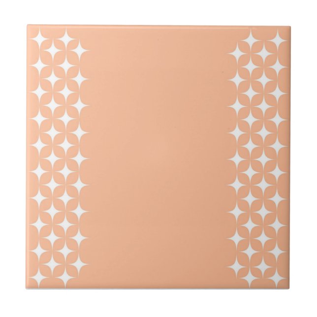 Atomic Starburst Sparkle Retro Peach Fuzz Pattern Tile (Front)