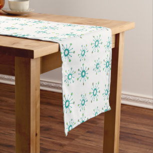 Atomic Starbursts Colourful Turquoise Short Table Runner