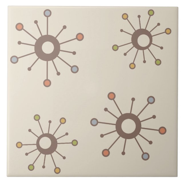 Atomic Starbursts Nature Earth Tones Tile (Front)