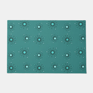 Atomic Starbursts Teal Doormat