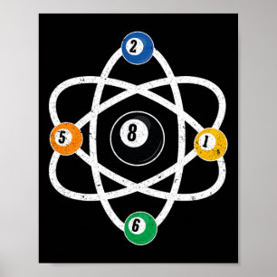 Atomic Structure Billiards Men Funny 8 Ball Pool Poster