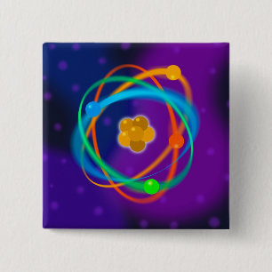 Atomic Structure Spots Science 2 Inch Square Button