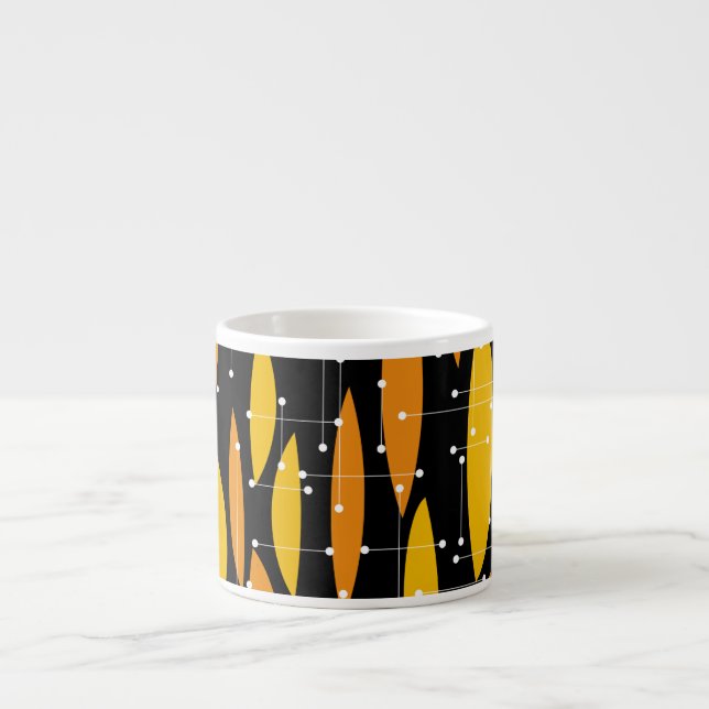 Atomic style, black orange geometric pattern. espresso cup (Front)