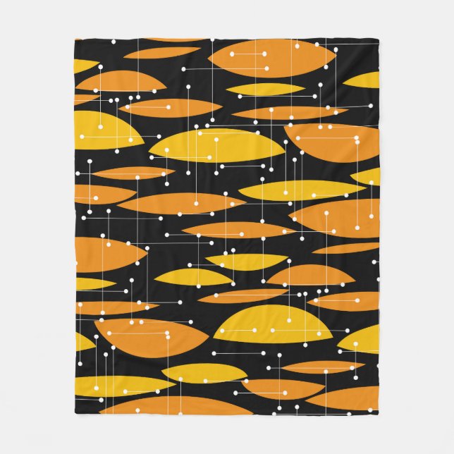 Atomic style, black orange geometric pattern. fleece blanket (Front)