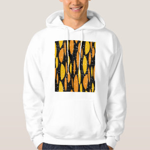 Atomic style, black orange geometric pattern. hoodie