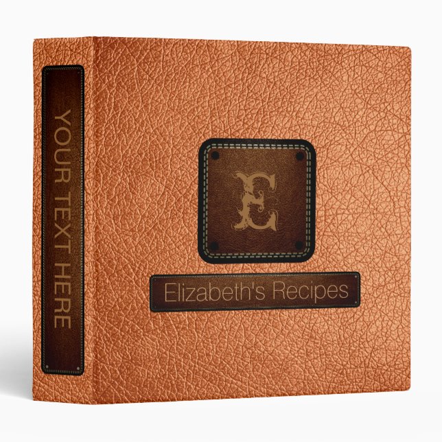 Atomic tangerine Leather Elegant Monogram Binder (Front/Spine)