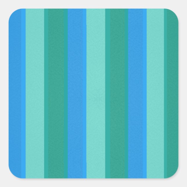 Atomic Teal & Turquoise Stripes Square Stickers (Front)