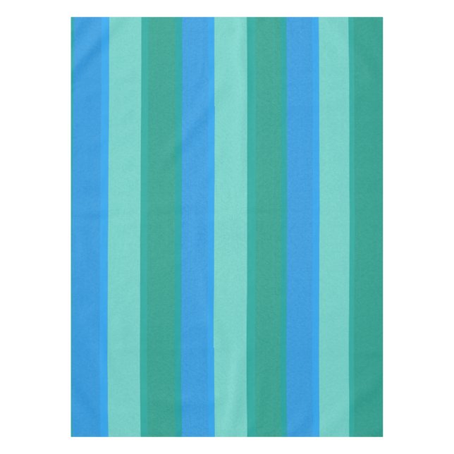 Atomic Teal & Turquoise Stripes Tablecloth (Front)