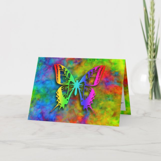 [Atomic Tie-Dye] Rainbow Colours Butterfly Card (Front)
