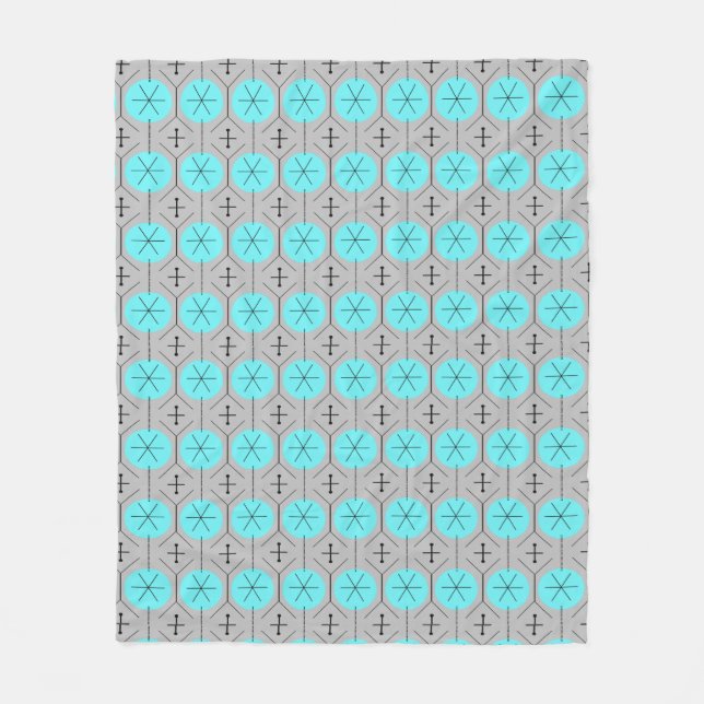 Atomic Turquoise Dots Fleece Blanket (Front)