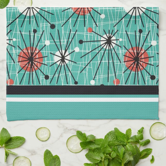 Atomic Turquoise Kitchen Towel (Folded)