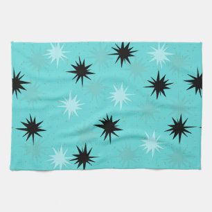 Atomic Turquoise Starbursts Kitchen Towel