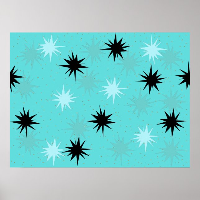 Atomic Turquoise Starbursts Poster (Front)