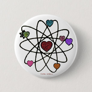 Atomic Valentine Leopard Print Hearts 2 Inch Round Button