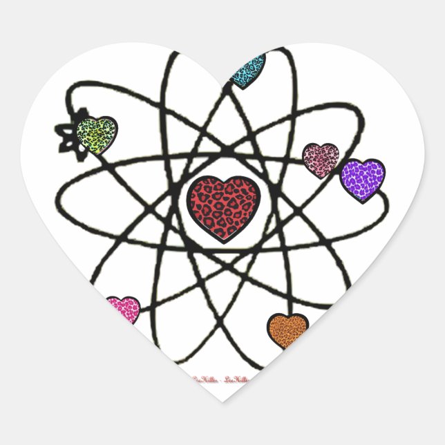 Atomic Valentine Leopard Print Hearts Heart Sticker (Front)