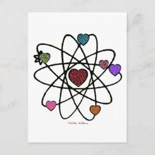 Atomic Valentine Leopard Print Hearts Holiday Postcard