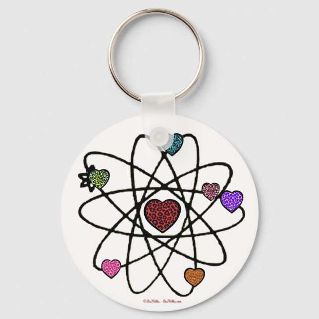 Atomic Valentine Leopard Print Hearts Keychain (Front)