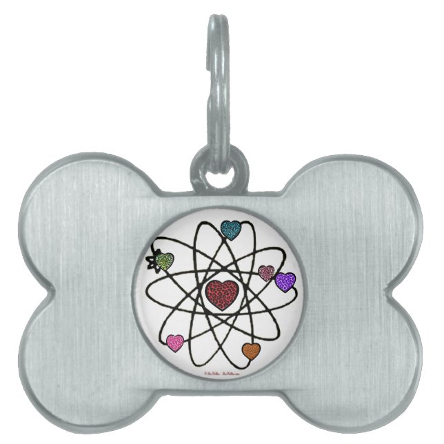 Atomic Valentine Leopard Print Hearts Pet Tag (Front)