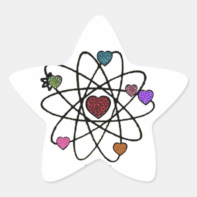 Atomic Valentine Leopard Print Hearts Star Sticker (Front)